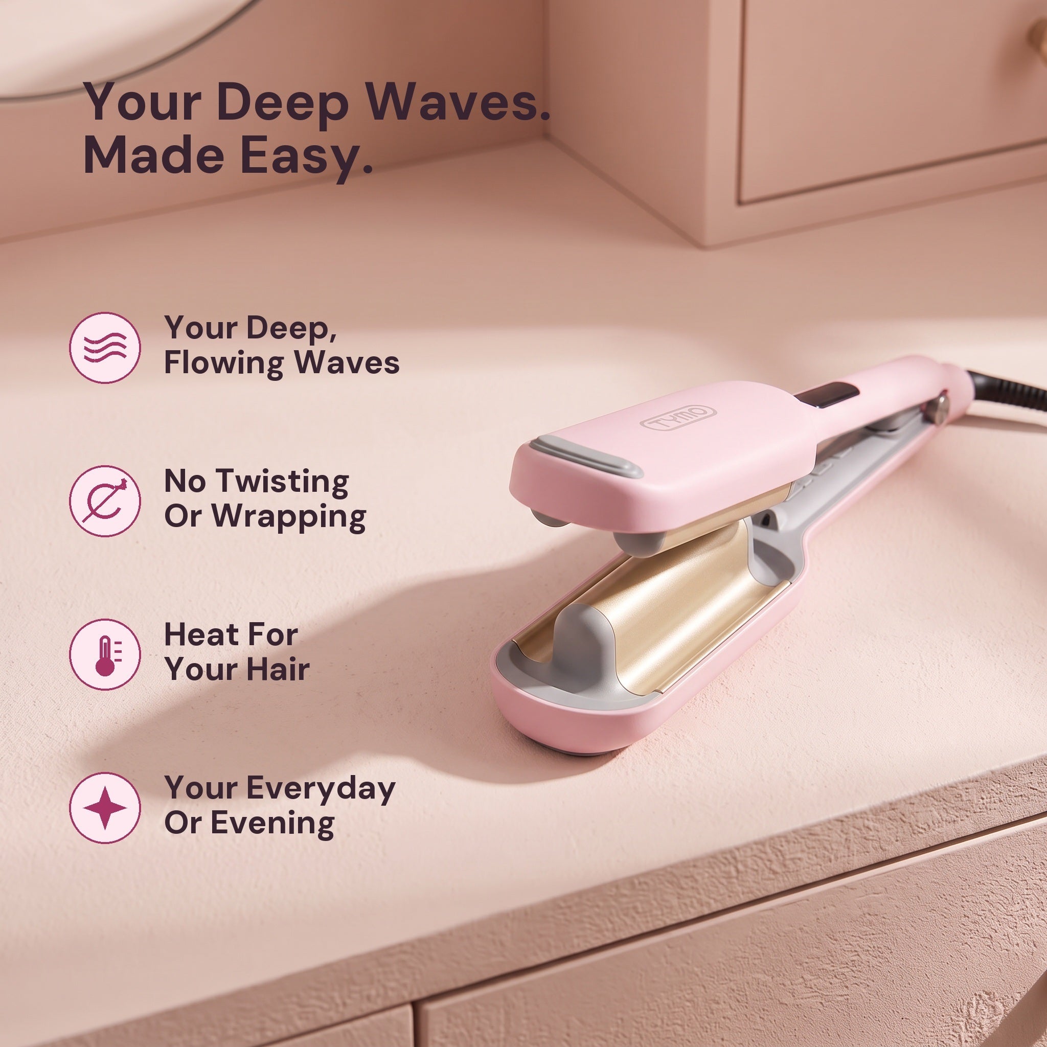 Pink waver with four reasons to love deep waves